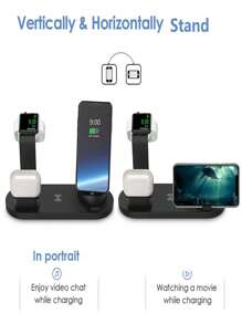 Cargador inalámbrico para teléfono y auriculares, compatible con carga rápida para iPhone 16, 15, 14, 13, 12, S24, , y base de carga compatible con Apple Watch, adecuado para oficina, dormitorio y hogar