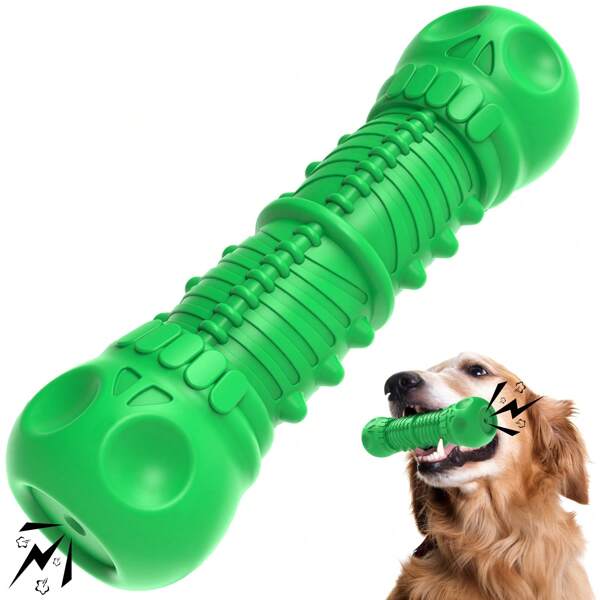 Dog Chew Toy - Green Skull-Shaped Puppy Teething Toy With Squeaker, Fun Dog Accessories For Small Dogs