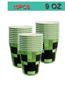 10 件像素派对用品 像素矿工派对用品 像素生日派对装饰品