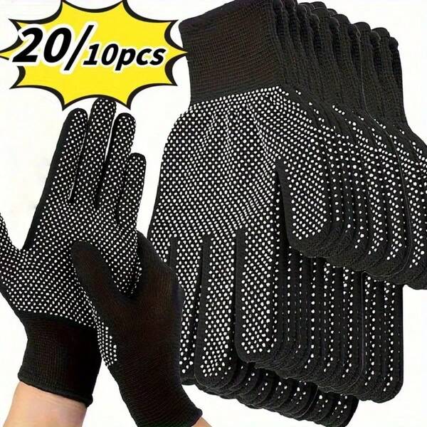 10/20 piezas Guantes de trabajo de nailon a lunares - Adecuados para trabajo al aire libre, ciclismo, camping, pesca - Ligeros y duraderos, adecuados para trabajos ligeros [Los guantes reales serán talla grande delgados y tendrán una mejor sensación táctil]