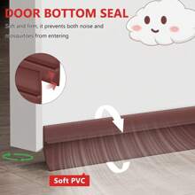 35mm X 1m Heavy Duty PVC Door Bottom Draft Excluder - Windproof Weather Stripping Seal Strip For Doors & Windows, Gap Blocker Tape
