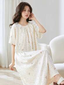 2 Sets For Women's Summer Wear, Thin, Short Sleeves, Manga Girl Crew Neck, Home Wear, Pajamas, Can Also Be Worn Going Out, 2-Piece Set - 白色 - 查看 4