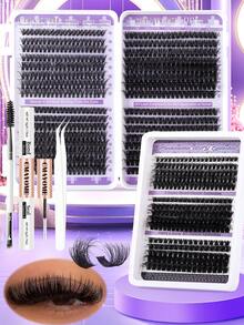 640/270 szt. naturalnych, delikatnych rzęs 3D/5D - kępki 640/270, podkręcone i puszyste rzęsy, lekkie jak piórko i wielokrotnego użytku, odpowiednie do codziennego makijażu, na wesela, imprezy, do odgrywania ról, wygodne w noszeniu przez 12 godzin, bez grudek, łatwe do odklejania i nakładania, czyste i nietestowane na zwierzętach sztuczne rzęsy (rzęsy, kępki rzęs, rzęsy w kępkach)