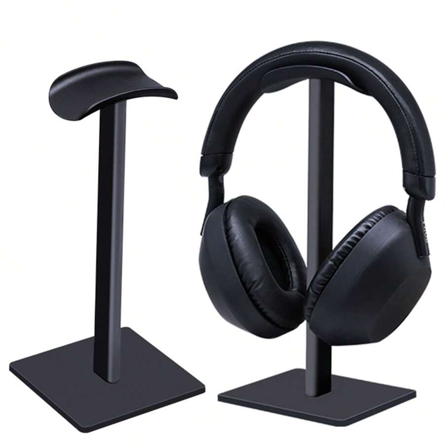 1pc Aluminum Alloy + TPU Headphone Stand, Gaming Headset Holder Rack For Desktop, Multi-Color Options - Black - View 1
