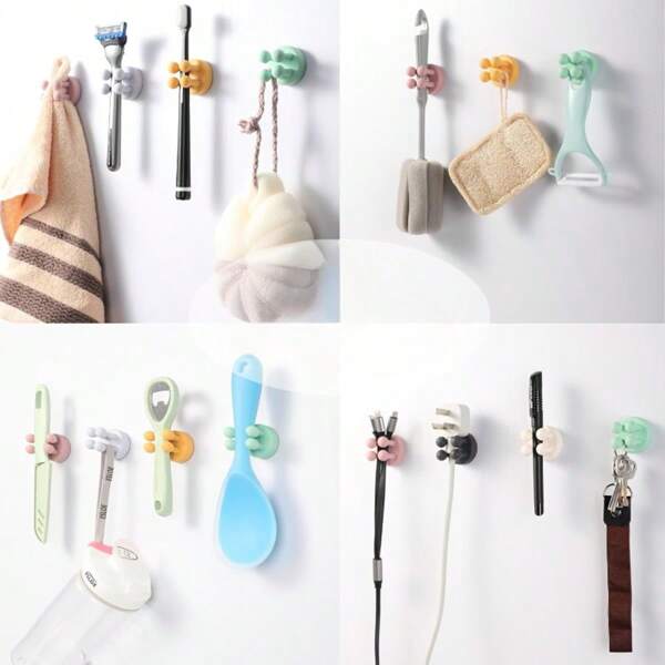 Adhesive Wall Mounted Silicone Toothbrush Holder - A Versatile Hook For Bathrooms, Showers, Kitchens, And Offices (6 Mixed Colors, No Drilling Required, Space Saving Storage Box), Practical Hook