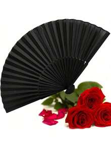 3 Pcs Black Classic Folding Hand Fan, Summer Cooling Gift, Elegant And Fashionable Black Folding Fan, Easy To Carry And Put In Bag,For Wedding, Party Favor, Performance, Dance, Home Decoration, Festival, And Gifting Purposes Birthday Gifts Graduation