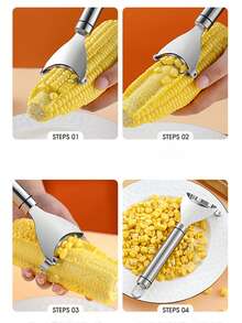 2pc Stainless Steel Corn Peeler, Corn Kernel Separator, Corn Peeler, Corn Peeler, Serrated Corn Peeler, Thresher, Cutting Knife, Kitchen Fruit And Vegetable Small Tool