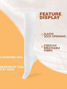 1/3/6/10双装男女通用宽松袜，柔软加长，秋冬季针织宽松保暖袜，透气吸汗，白色，万圣节和圣诞节礼物，舒适保暖 - 彩色 - 查看 4