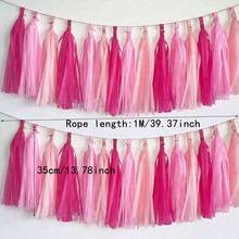 1Set Blue /Pink/Green/Champagne Tissue Tassel Party Garland Banner For Party Decoration, Birthday Decoration, Shower Backdrop Decoration, Wall Decor, Indoor Party Decoration,Festive Celebrations,Wedding Decor - Multicolor - View 1
