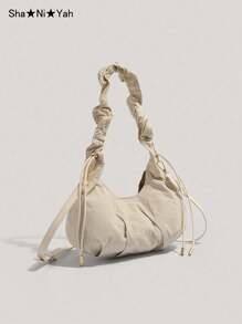 Nouveau sac à dos plissé en nuage pour femmes, sac à bandoulière décontracté, sac à main en nylon à cordon, sac besace croissant minimaliste, léger et polyvalent