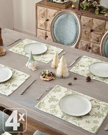 Juego de 4 manteles individuales de lino con estampado floral de otoño de la marca JINCHAN. Cubremanteles rústicos estilo cottage-core jacobino para decoración de mesa de cocina y comedor, resistentes al deslizamiento y lavables, de 13x19 pulgadas en color verde. - Arpillera gruesa | Gris - Ver 10