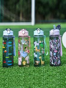 4 Color Options! 1pc 750ml Lion, Unicorn Cartoon Water Bottle, Toddler Anti-Spill Straw Cup, Kindergarten Drinking Cup, Large Capacity Portable Leak-Proof Straw Cup For Kids, Summer Sports Water Bottle - Multicolor - View 6