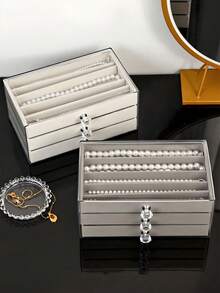 1 件多功能珠宝盒，3 层项链收纳盒，抽屉式家居珠宝收纳盒，适用于耳环、戒指、项链、手镯，适用于珠宝店和日常使用，容量大，是送给女性和女孩的理想礼物