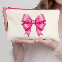 1/5/10/20 件可爱甜美蝴蝶结装饰帆布拉链袋套装，Y2K 风格蝴蝶结配饰收纳袋，旅行化妆洗漱用品收纳袋，文具袋，派对礼品袋，浴室旅行多功能收纳袋化妆刷架手拿包，度假暑假返校学校用品袋，女士旅行包，旅行化妆包