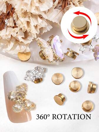 10/5 件钢制美甲饰品轴承 | 360° 旋转设计 DIY 配件美甲用品指甲 美甲饰品 美甲宝石