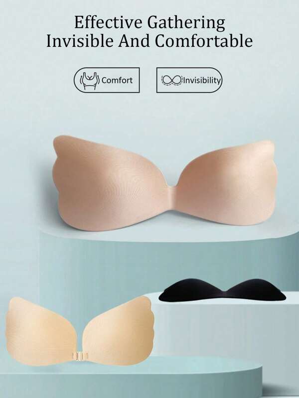 Wing-Shaped Gathered Invisible Self-Adhesive Women's Lingerie Breast Pads, Anti-Friction Chest Pads, Suitable For Women's Lingerie Accessories For Wedding Dresses And Evening Gowns.