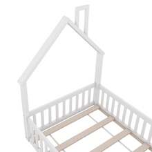 Sairedel House Bed, 90 X 200 Cm, Children's Bed With Chimney Shape, Bed With Slatted Frame (Without Mattress), Pinewood, Minimalist Style, White - White - View 8