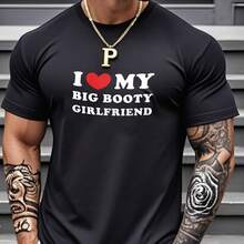 My Girlfriend Me Funny T-Shirt Print Short Sleeve T-Shirt T Shirt Black T Shirt Printed Short Sleeve T-Shirt For Summer Graphic Tees Graffiti Shirt Round Neck Oversized T Shirt Sleeve Casual T-Shirt, Street Hip Hop Style T-Shirt 100% Heavy Cotton All-Season Wear Individuality Unisex Top Gifts For Girlfriend Boyfriend - 黑12 - 查看 1
