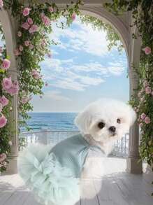 1pc Elegant Ballet Tulle Dress Pet Dog Clothes, Princess Dress Sleeveless Romantic Party Outfit, Suitable For Small Dogs, Cats, Cool Spring/Summer