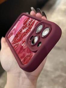 1 pieza Funda de teléfono resistente a los golpes, antihuellas, de cobertura total con diseño de labios rojos y cerezas del cóctel, compatible con iPhone 11, 13, 12, 14, 15, 12 Pro, 12 Pro Max, 13 Pro, 13 Pro Max, 14 Pro, 14 Pro Max, 15 Pro, 15 Pro Max y otros modelos