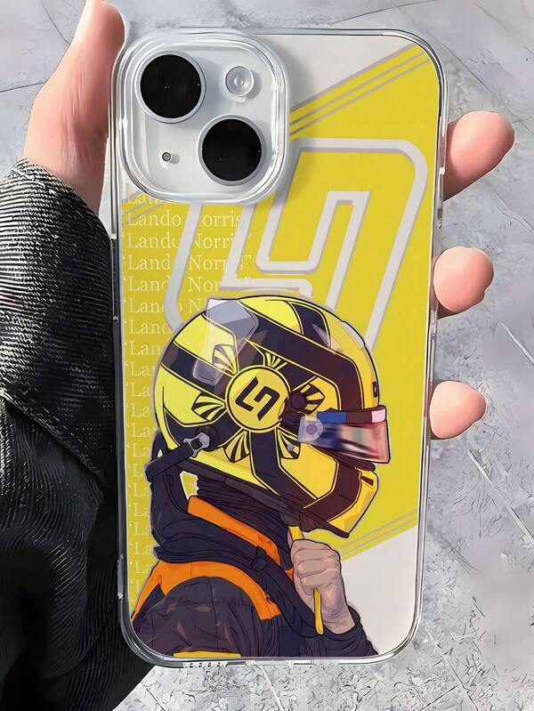 Car1pc Fashion Racer Pattern Transparent TPU Anti-Fingerprint Soft Phone Case Compatible With IPhone 16 ProMax/16/16 Pro/16 Plus/11/15/15 Pro/15 ProMax/12/13/14 ProMax/XS/XR/11 Pro/11 ProMax/12 Pro/12 ProMax/13 Pro/13 ProMax/7 Plus/14 Pro/14 ProMax/14 Plus/7 Plus/8 Plus/8/SE2/12 Mini/13 Mini, Anti-Yellowing