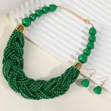 BMOR 3-teiliges Set mehrschichtiger Perlen Schmucksets, Boemischer Übertreibungs-Vintage-Ohrringe für Frauenschmuck