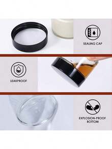 4 piezas Tarro de vidrio con tapa, recipiente circular transparente, tarro de viaje con forro interior y tapa negra, usado para almacenar exfoliantes de labios y Body, lociones, mantequillas corporales, sales de baño, líquidos
