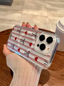 1 Pieza Funda de teléfono negra con lazo y raya roja, pantalla completa, magnética, transparente, resistente a golpes, de material suave y duro, se puede usar como regalo festivo para hombres y mujeres, anti-huellas dactilares y anti-arañazos, carcasa brillante transparente para XS/XS Max/XR/11/12/13/14/15/16 Pro/Pro Max, 14/15/16 Plus