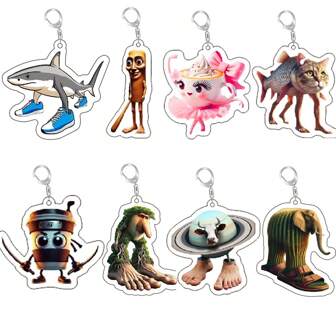 搞笑意大利脑残动物钥匙扣，趣味Sigma Skibidi Rizz猫咪表情包创意钥匙扣，粉丝朋友礼物，汽车配件，包包挂饰，学校字母可爱哥特Y2K圣诞节包包挂饰，汽车配件，老师姐妹礼物创意