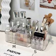 1 pièce organisateur de rangement transparent pour pinceaux de maquillage, support multifonctionnel de séchage et de rangement de grande capacité pour pinceaux de maquillage. Plateau de support d'affichage adapté pour le rangement sur un coiffeuse, plan de travail de salle de bain ou dans des armoires. Convient pour ranger les crayons pour les yeux et les lèvres, les brilles à lèvres. Organisateur de maquillage d'été pour la décoration de la maison et la rentrée scolaire