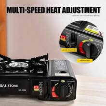 Tragbarer Einzelbrenner Butan-Gasherd, Gaskartuschenherd mit einstellbarem und windgeschütztem Design, Camping Zubehör