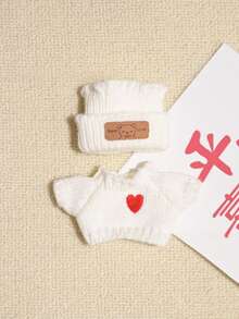 1 件套服装 - 派对连衣裙搭配心形毛衣和熊标志帽子，非常适合返校季、娃娃衣橱更新， - 彩色 - 查看 15