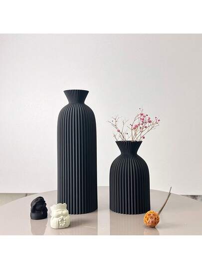 Wavy Texture Art Vase, Bohemian Flower Dried Indoor ative Entryway Office Vase Home Room Glass view 6