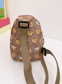 Children's Cute Cartoon Capybara Pattern Print Chest Bag, Lightweight Sport Casual Waist Pack & Sling Bag, Outdoor Travel Vacation Fanny Pack With Adjustable Shoulder Strap, Daily Commuter Mobile Phone Coin Crossbody Bags