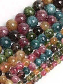 Multicolor Aquamarine Beads Natural Stone Round Loose Beads Jewelry DIY Earrings Bracelet Making Supplies