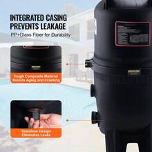Sweiko Kartuschen-Poolfilter, 40 m² Filterfläche, Filter für eingelassene Pools, Filtersystem für Aufstellpools mit verbessertem Filter und auslaufsicher, für Whirlpools, Spas, aufblasbare Pools, 620 x 560 x 1169 mm, schwarz