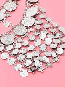 1件装女士硬币流苏面具发饰肚皮舞传统民族服装头饰首饰 - 彩色 - 查看 7