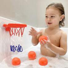 Juguetes de baño: Aro de básquetbol para bañera para bebés, niños pequeños, niños y niñas, 3 pelotas sin agujeros, juguetes de baño libres de moho y ventosa fuerte, juguetes de baño y ducha divertidos