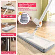 平板拖把，含六块正品抹布，360 度旋转，可重复使用拖把垫，轻松免手洗，强吸水性，干湿两用，适用于硬木地板、厨房、客厅、浴室、汽车，汽车清洁刷 - 彩色 - 查看 16