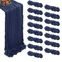 1/5/10/15pcs Navy Blue Pleated Table Runner, Cheesecloth Table Runner Folding Tablecloth, Festive Birthday Decor Wedding Decor Holiday Home Decor Party Room Table Decoration Dark Blue Table Cloth, Table Flag, Solid Color Table Cover, Birthday Decor Wedding Decor, New Year Decor, Party Favor