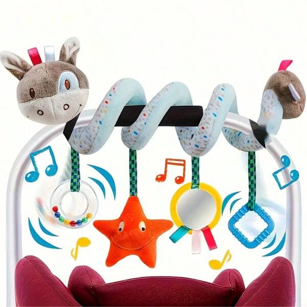 A Baby Donkey Bed Hanging Toy,Baby Car Seat Toys Activity Stroller Toy For Boys Girls 0 3 6 9 10 12 Months, Spiral Hanging Plush Toys New Year Christmas Stocking Stuffers