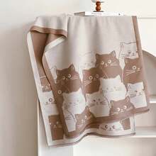 2024 New Fashion Cute Cat Ladies' Jacquard Pashmina Cashmere Scarf Winter Thick Warmth Shawl Coldproof Windproof Blanket Scarf X3MG - 粉色 - 查看 4