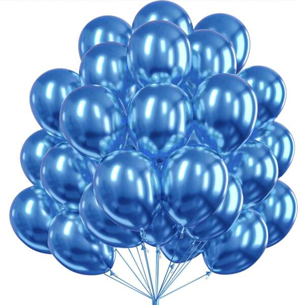 20pcs Metallic Blue Balloons, 10Inch Chrome Blue Latex Helium Balloons, For Graduation, Wedding, Engagement, Wedding, Blue Theme Birthday Party Decorations, Anniversary, Photo Studio Photo Background Decoration Props