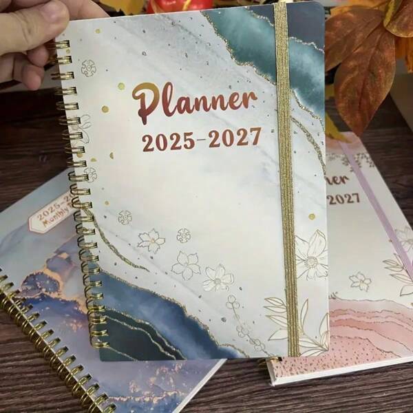 (1pc)3-Year 2025-2027 Monthly Planner, 12-Month Calendar, Softbound, Fitness Training Schedule, Adult, Deep Blue, Light Blue, Pink, Paper Material, Ideal Birthday Gift - Party Gift - Holiday Gift - Back To School Gift
