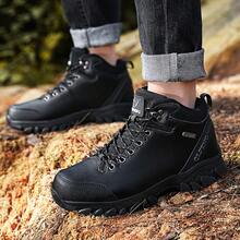 Men's And Women's Solid Ankle Boots, Hiking Shoes, Outdoor Sports Shoes, PU Surface Rubber Sole, Couple Shoes - Black - View 6