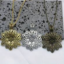 Vintage Hollow Big Flower Pendant Necklace Sweater Chain Floral Design Stylish Retro Victorian Lacework Floral Choker Boho Jewelry For Women Men Mother, Wife, Sister Accessories