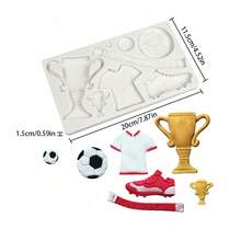 1pc Soccer Theme Silicone Mold Fondant & Chocolate Cake Decor Tool For World Cup Party & Baking Enthusiasts - Multicolor - View 6