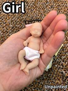 1个3.15英寸/8厘米手工硅胶重生娃娃，逼真的手掌，实心硅胶材质，适合男婴和女婴，有彩色和无色可选，新生儿玩具，母亲节/生日礼物