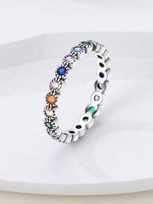 1 Pc 925 Sterling Silver Women Finger Rings Original Colorful Cubic Zirconia Shine Starry Dreamcatcher Elegance Fine Jewelry Fits Daily Party Shopping Wear