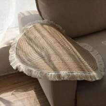 Tappeto rotondo in fibra naturale Xemussa con dettagli a nappine - perfetto per il soggiorno, la camera da letto e l'area studio, 80cm/45cm/40cm